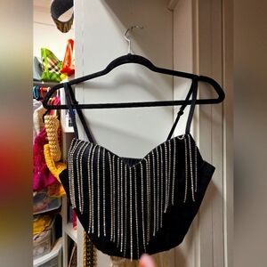 Black Beaded Women's Top